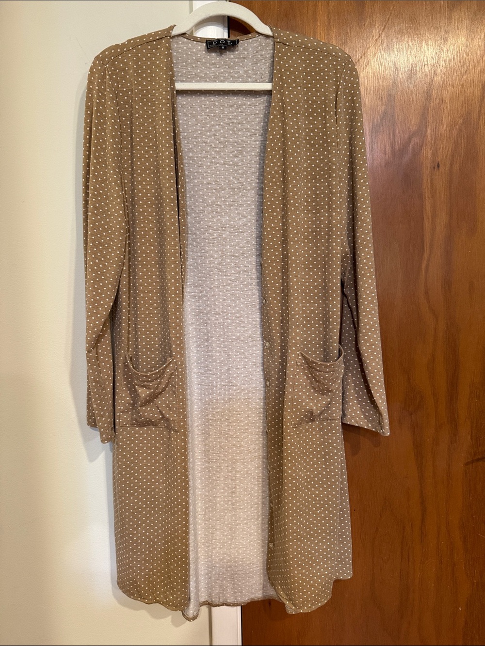 POL Beige Polka Dot Open Cardigan